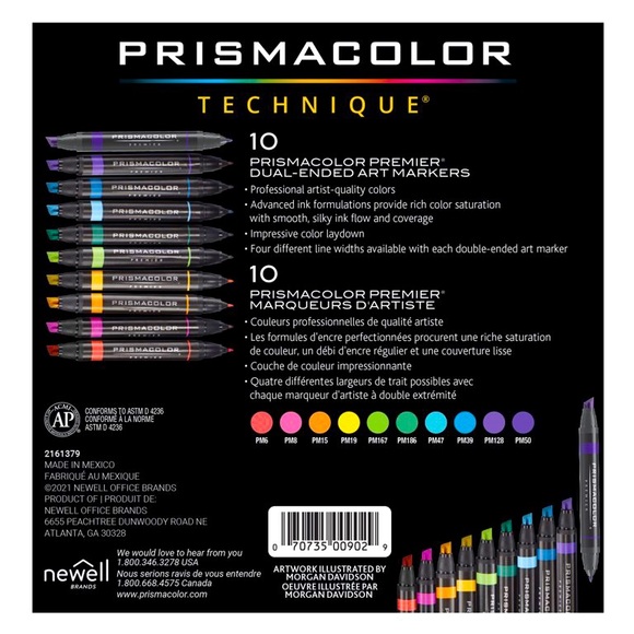 Prismacolor Technique Double-Ended Art Markers Fine and Chisel Tip 10 Count NEW! - Picture 2 of 5